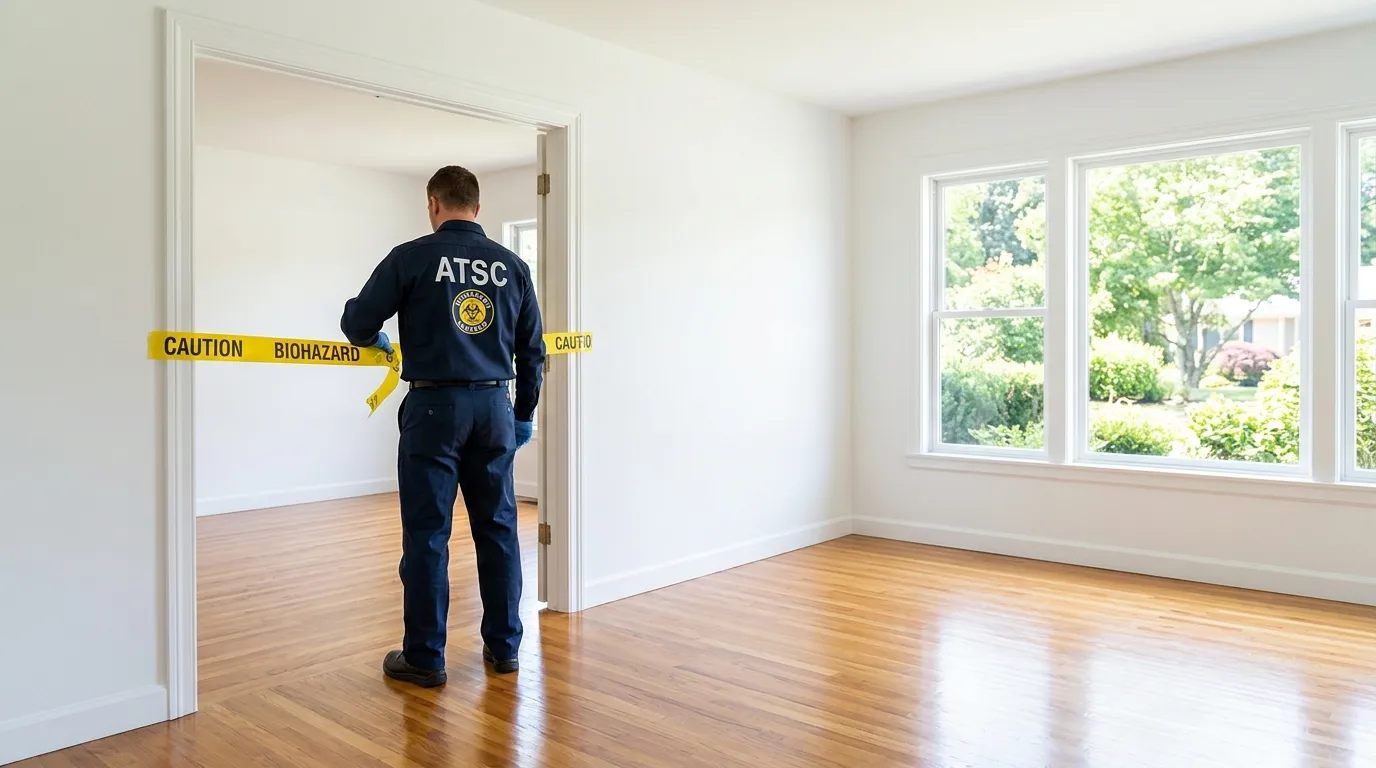 Certified biohazard cleanup crew performing Crime Scene Cleanup in Myers Corner